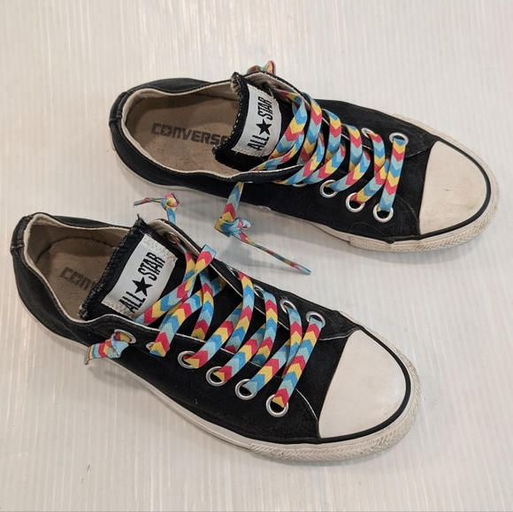 CONVERSE black canvas low top no tie sneakers size 8 - Picture 10 of 11